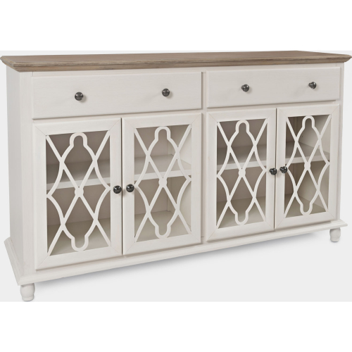 Aurora Hills 4 Door Accent Chest in White & Bisque Wood